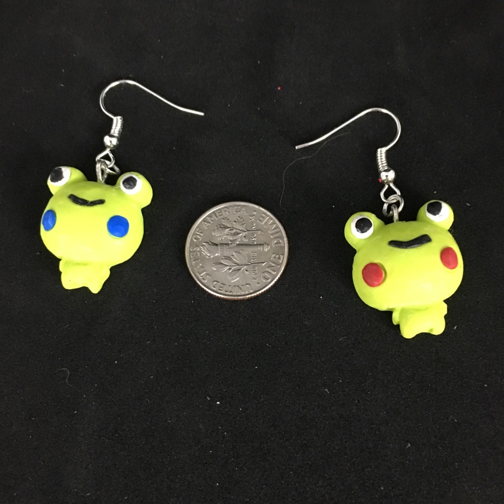 Handmade Polymer Clay Frog Earrings
